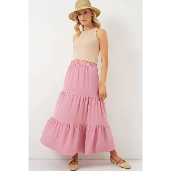 Ayrobin Uzun Etek 8048 - Pudra