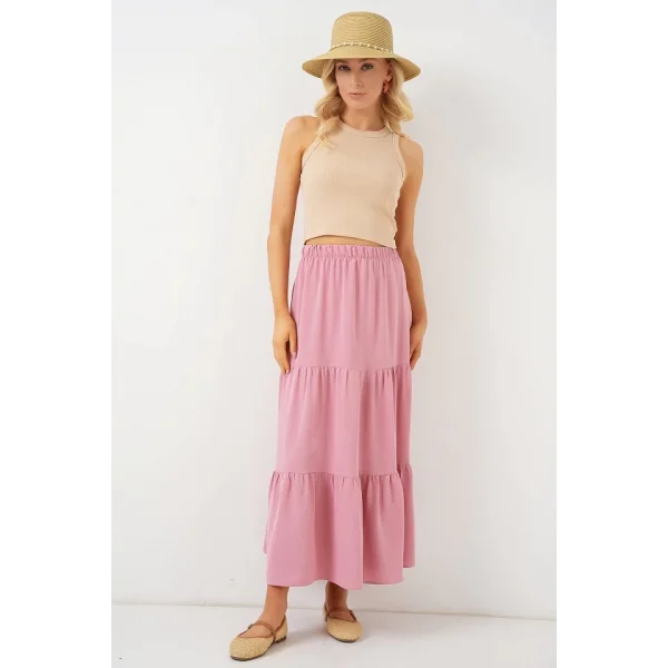 Ayrobin Uzun Etek 8048 - Pudra