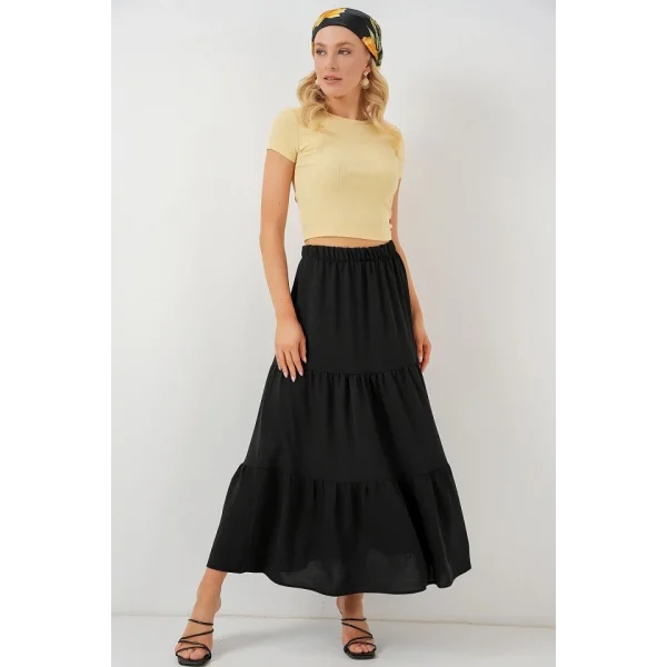 Ayrobin Uzun Etek 8048 - Siyah