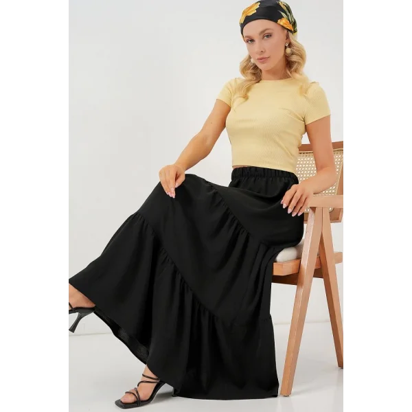 Ayrobin Uzun Etek 8048 - Siyah