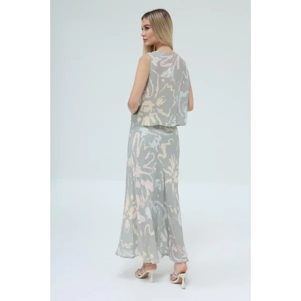 Bağcıklı Bluzlu Etek Takım  Vizon