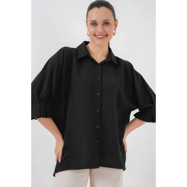 Bağlama Detaylı Ayrobin Gömlek 20290 - Siyah