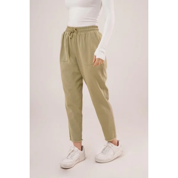 Bağlama Detaylı Cepli Yeşil Pantolon