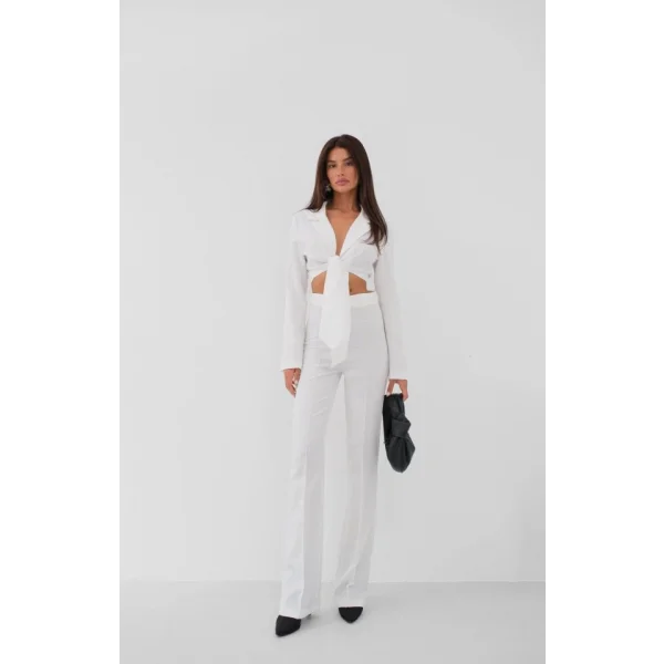 Bağlamalı Crop Ceket Pantolon Takım