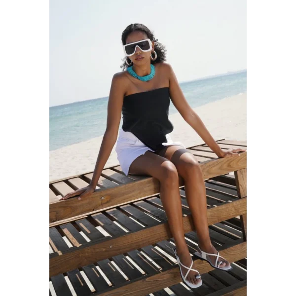 Bağlamalı Denim Crop