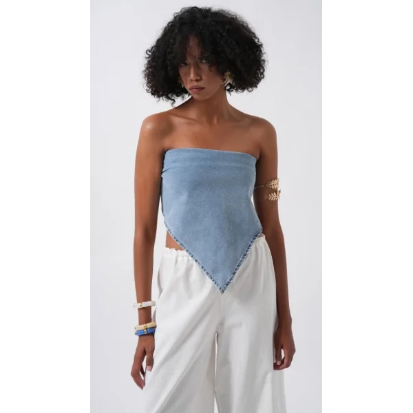 Bağlamalı Denim Crop