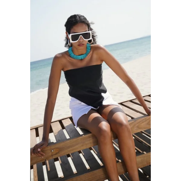 Bağlamalı Denim Crop