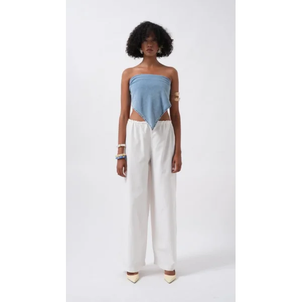 Bağlamalı Denim Crop