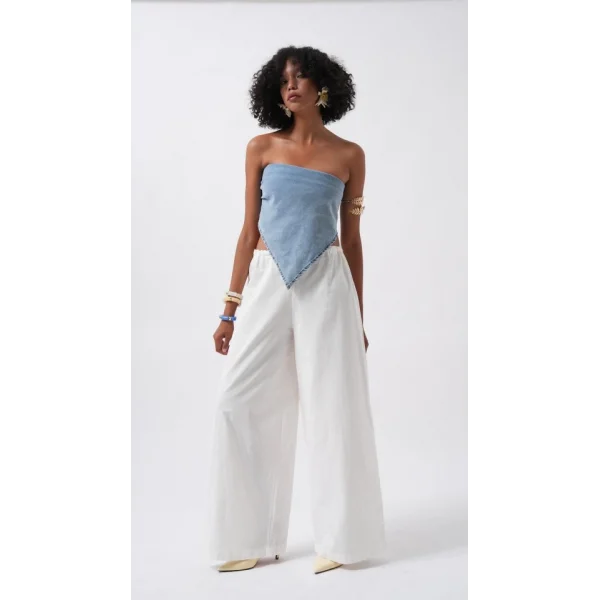 Bağlamalı Denim Crop