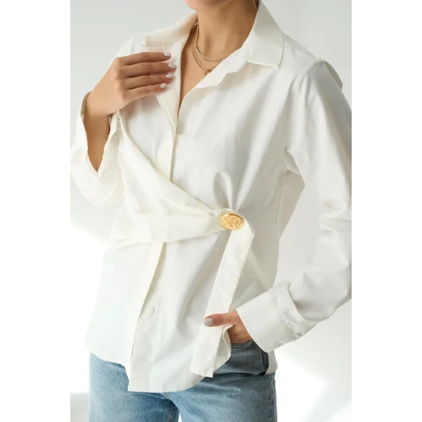 Bağlamalı Gömlek  Ekru