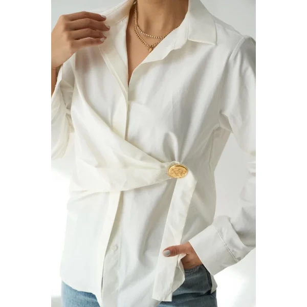 Bağlamalı Gömlek  Ekru