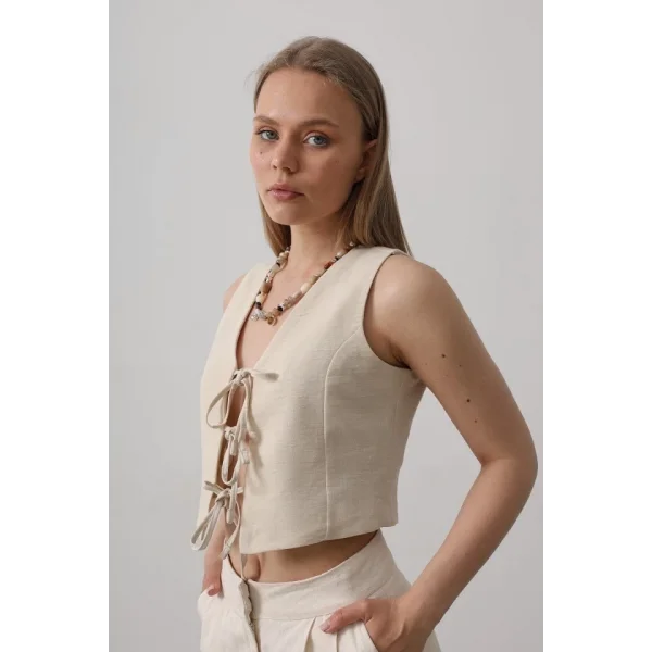 Bağlamalı Yelek - Taş