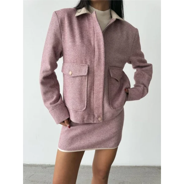 BAIKIRTI KAŞE FERUARI CEKET KIA  Gül Kurusu