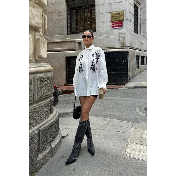 Bailey Dantel Nakışlı Gömlek 3386-08