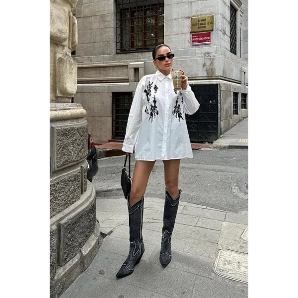 Bailey Dantel Nakışlı Gömlek 3386-08