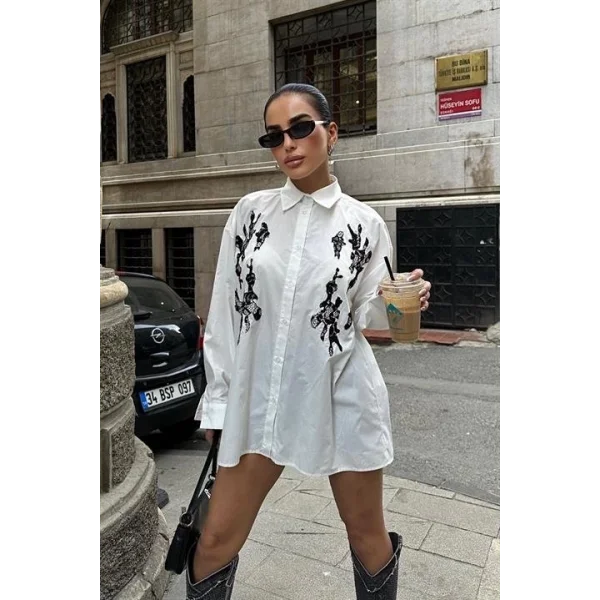 Bailey Dantel Nakışlı Gömlek 3386-08