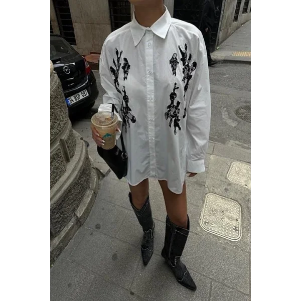 Bailey Dantel Nakışlı Gömlek 3386-08