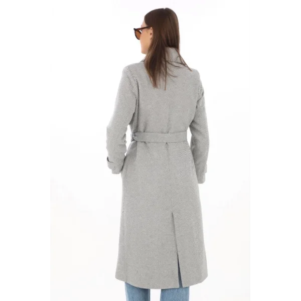 Balık ırtı Kaşmir Uzun Kaşe Kaban  Gri