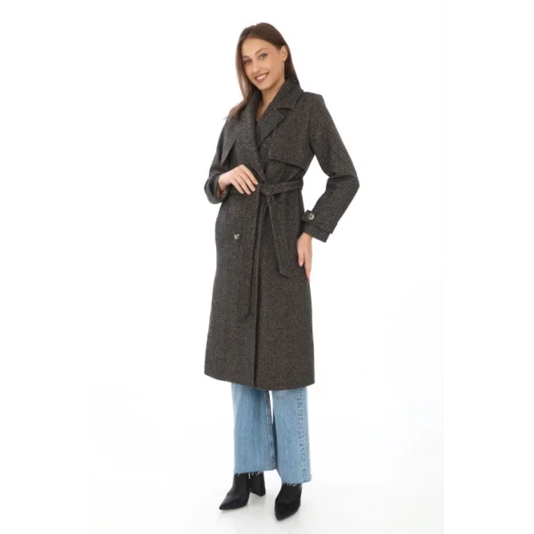 Balık ırtı Kaşmir Uzun Kaşe Kaban  Kahverengi