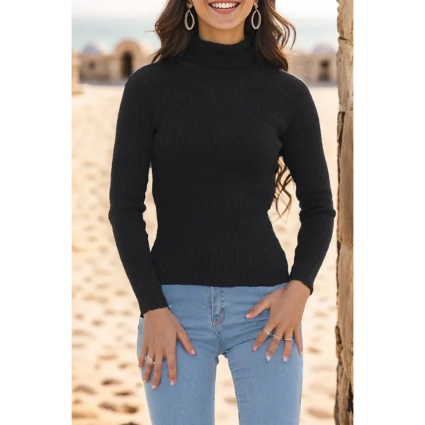 Balıkçı Yaka Body Siyah