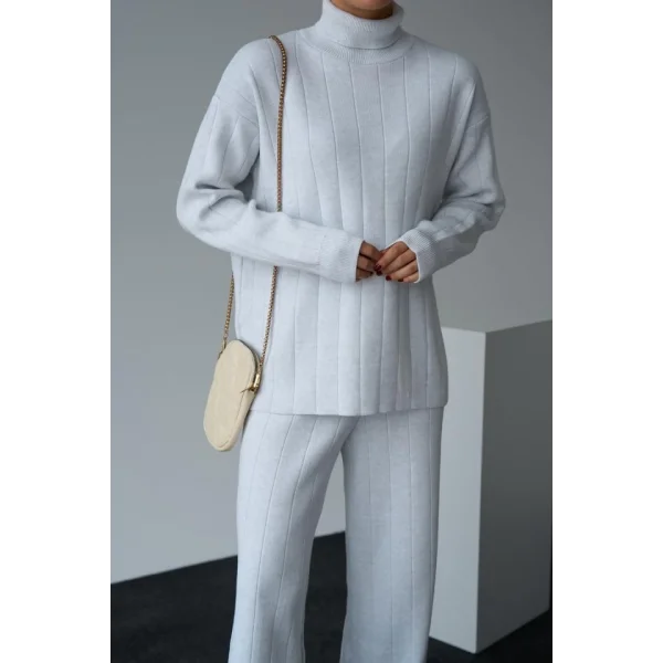 Balıkçı Yaka Triko Takım  Karmelanj