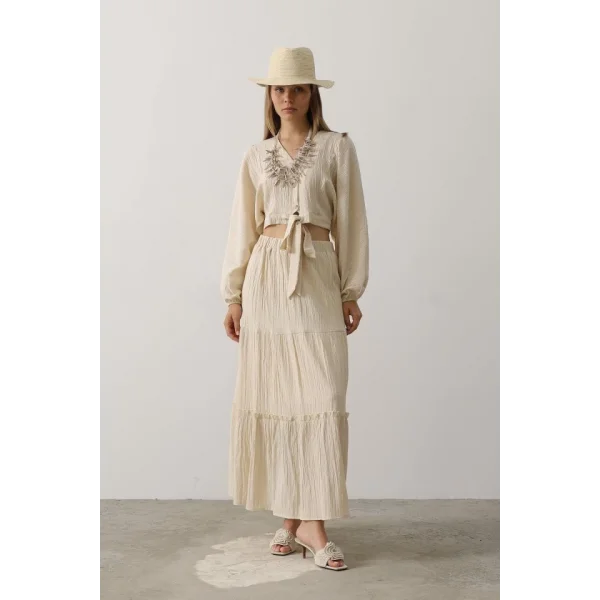 Balon Kollu Etekli Kaş Takım - Taş