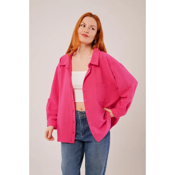 Basic Oversize Fuşya Gömlek