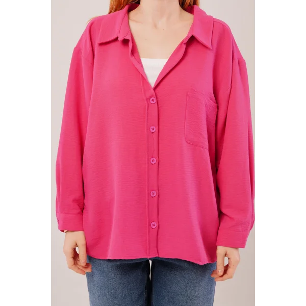 Basic Oversize Fuşya Gömlek