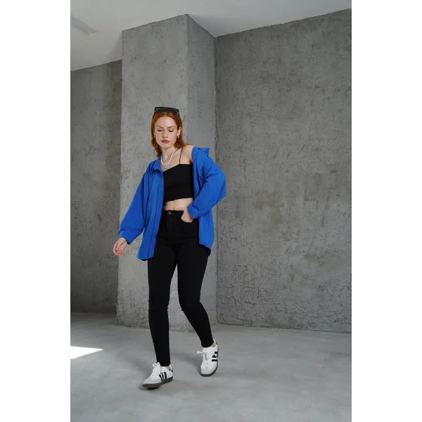 Basic Oversize Saks Gömlek