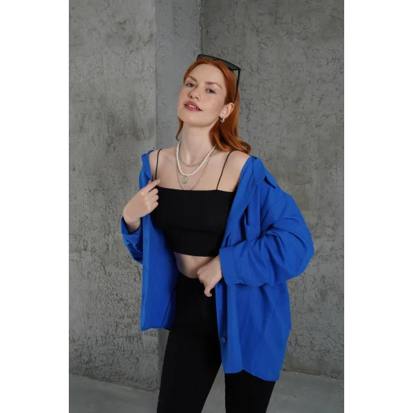 Basic Oversize Saks Gömlek