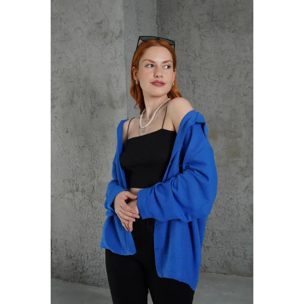 Basic Oversize Saks Gömlek