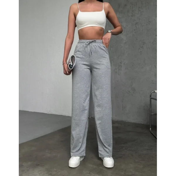 Basic Üç İplik Eşofman Pantolon  Gri