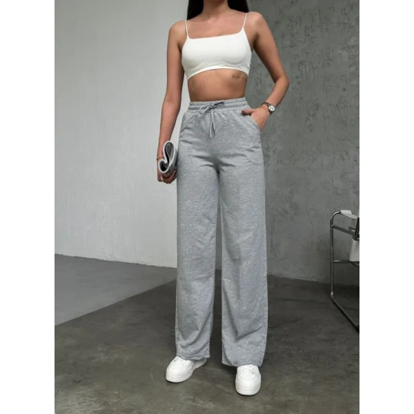 Basic Üç İplik Eşofman Pantolon  Gri