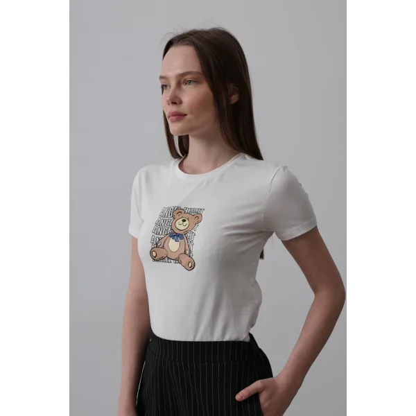 Baskı Detaylı T-shirt - Ekru