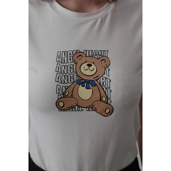 Baskı Detaylı T-shirt - Ekru