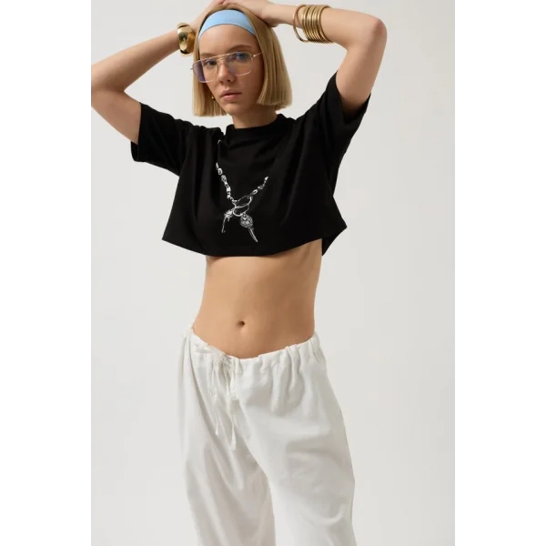 Baskılı Crop Thirt