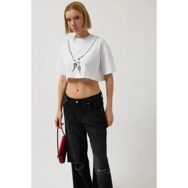 Baskılı Crop Thirt