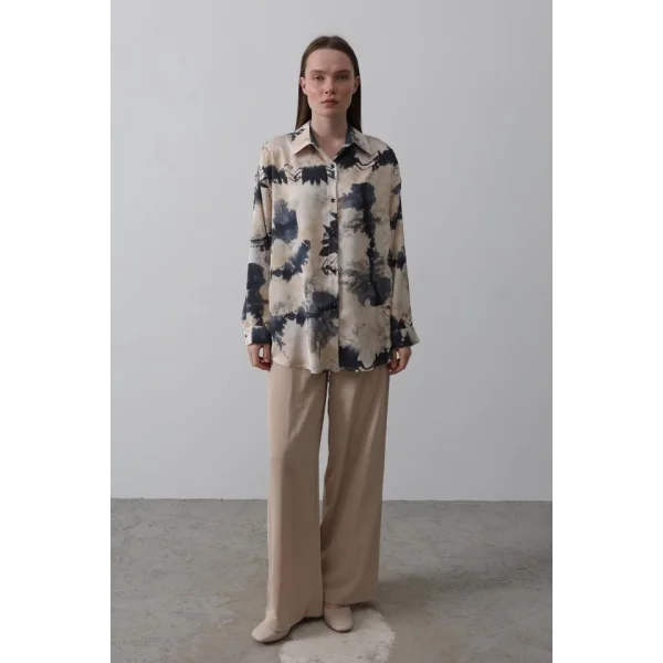 Baskılı Gömlek  acivert