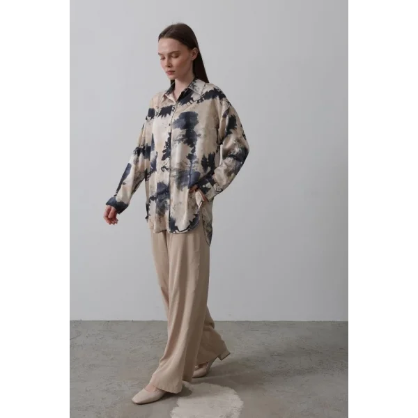 Baskılı Gömlek  acivert