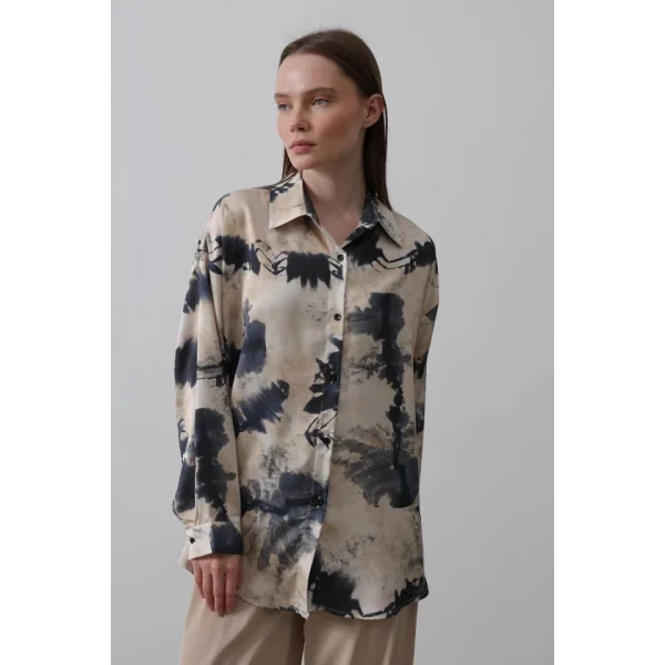 Baskılı Gömlek  acivert