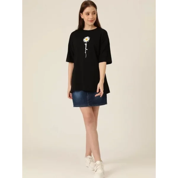 Baskılı Kadın T-shirt - Siyah