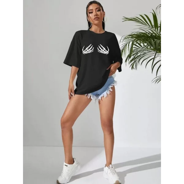 Baskılı Kadın T-shirt - Siyah