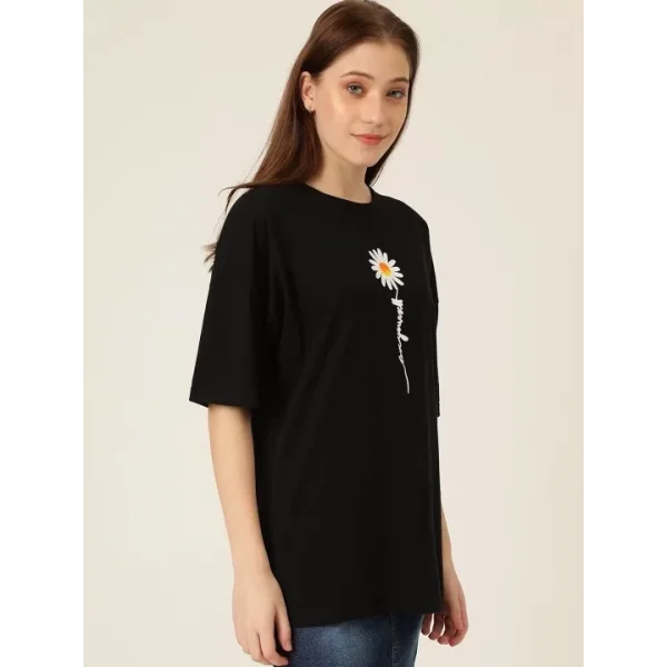 Baskılı Kadın T-shirt - Siyah