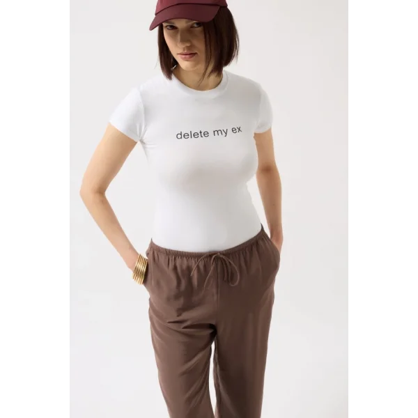 Baskılı Likralı Crop Thirt