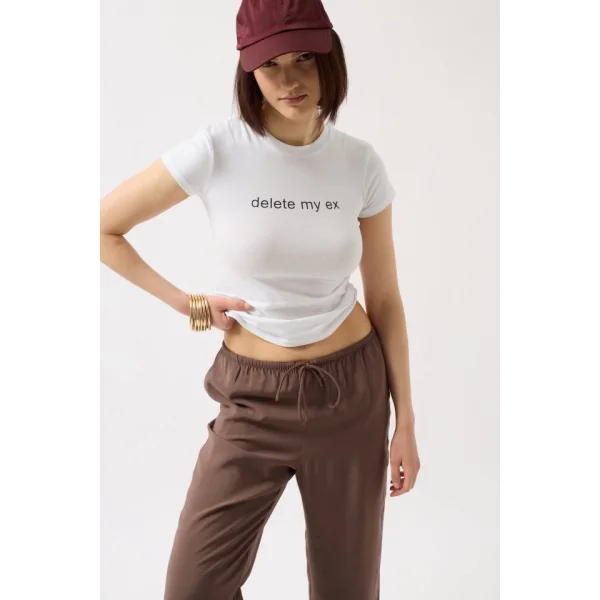 Baskılı Likralı Crop Thirt