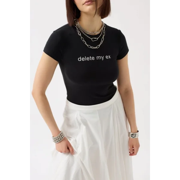 Baskılı Likralı Crop Thirt