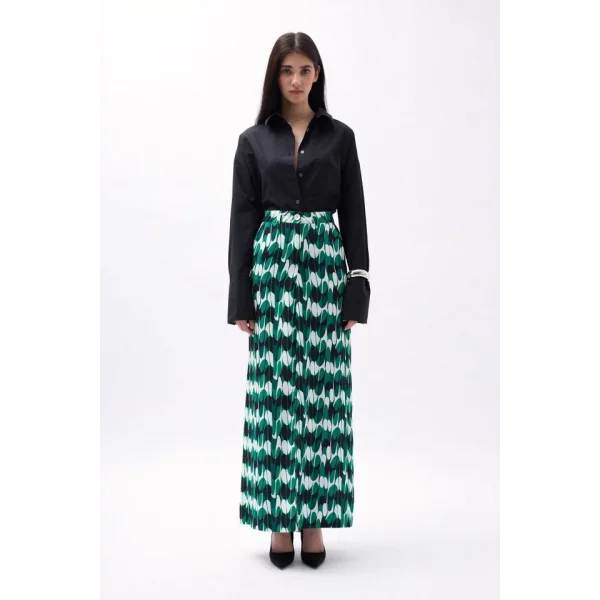 Baskılı Önü Yırtmaçlı Etek