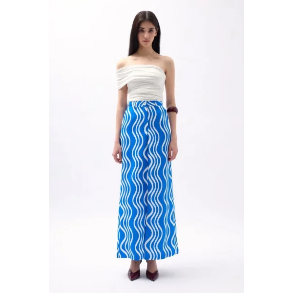 Baskılı Önü Yırtmaçlı Etek