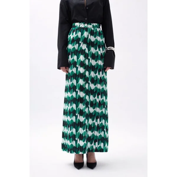 Baskılı Önü Yırtmaçlı Etek