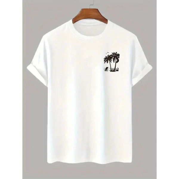 Baskılı Oversize Bisiklet Yaka T-shirt - Beyaz